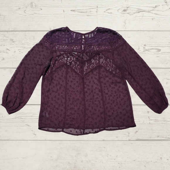 Anthropologie HD in Paris Sheer Eggplant Top - Picture 3 of 9